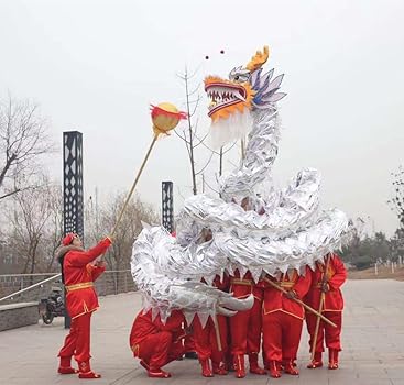 Amazon.com: Quepiem 18M Silk Dragon Dance Costume Folk Dragon